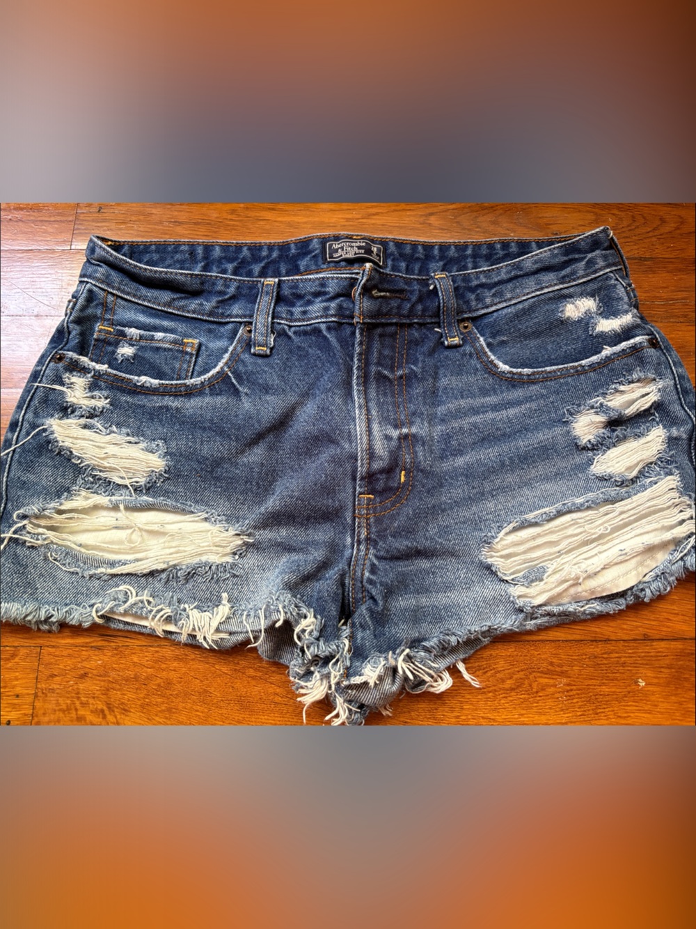 Abercrombie & Fitch Blue Distressed Denim Cutoff Shorts